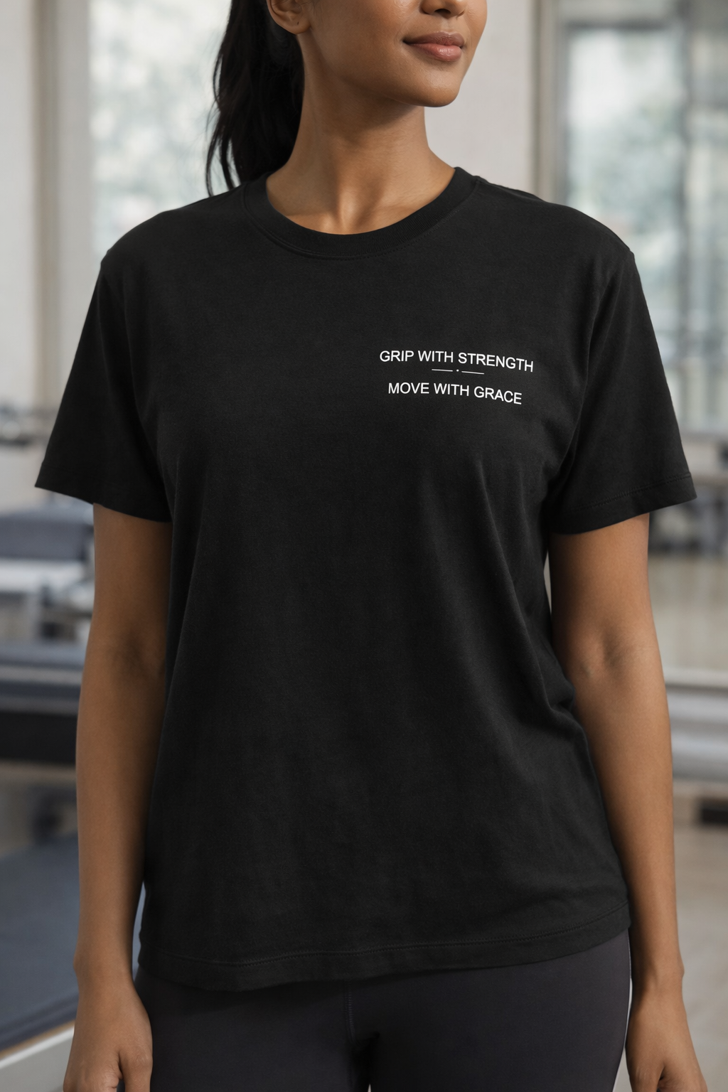 Lyocell Tee for Pilates and Yoga " Grip with Strength, Move with Grace"
