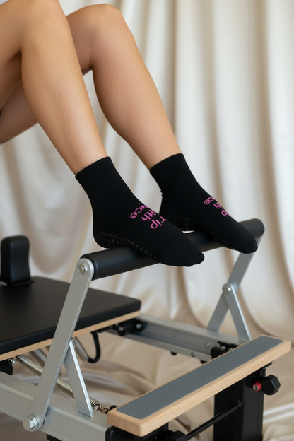 Grip socks on Pilates reformer