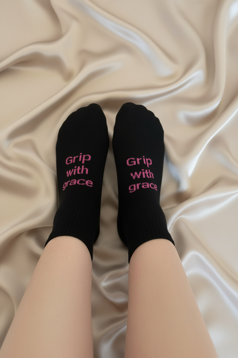 Grip socks on silk background