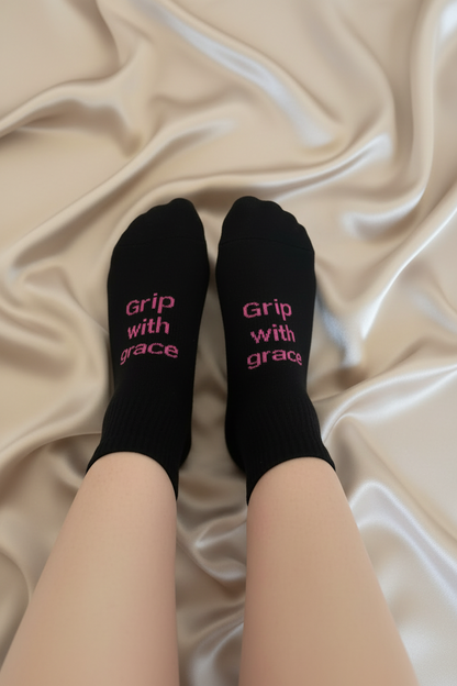 Grip socks on silk background